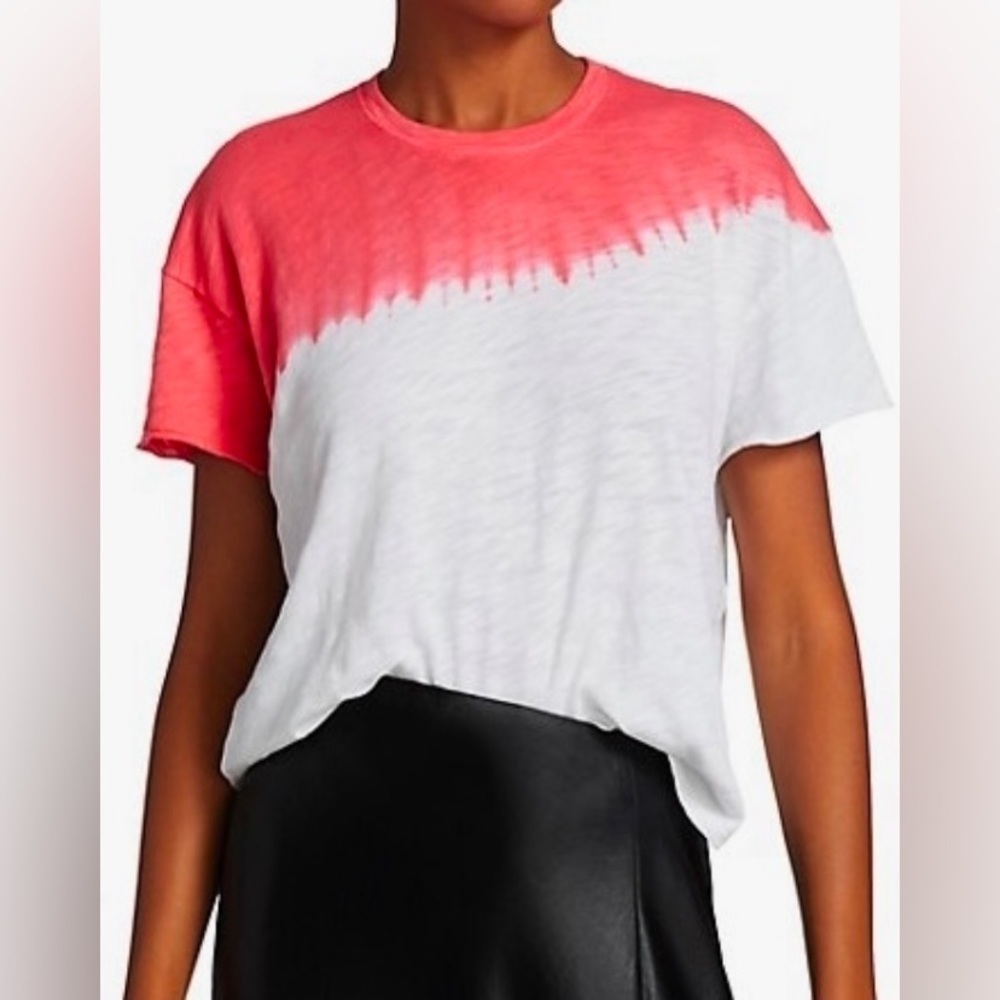 NWT ATM Cotton Jersey Dip-Dye‎ Short Sleeve Tee in White Rose XS